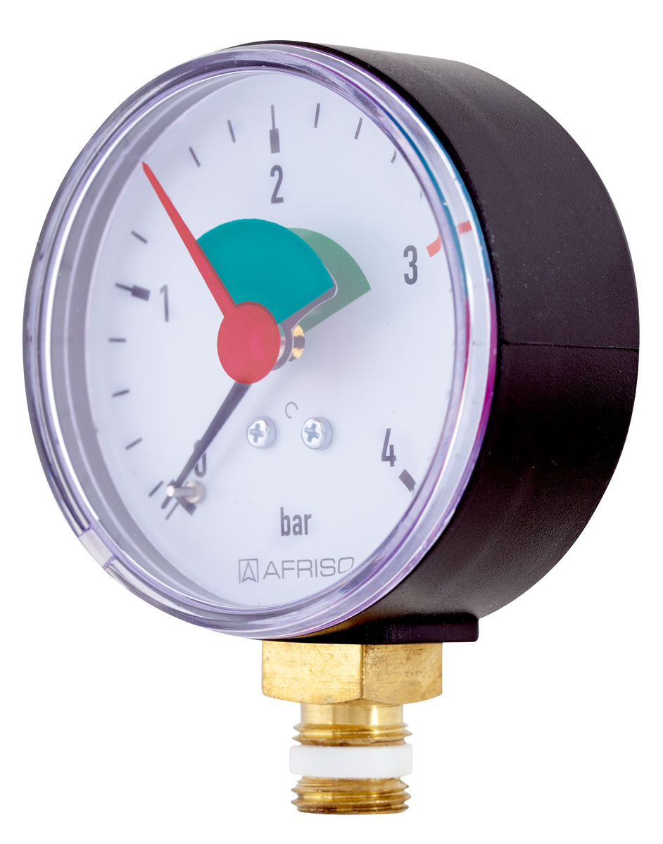 AFRISO Heizungsmanometer HZ 63 0/4bar G1/4B mit PTFE-Dichtring radial Kl.2,5 SAR 15500
