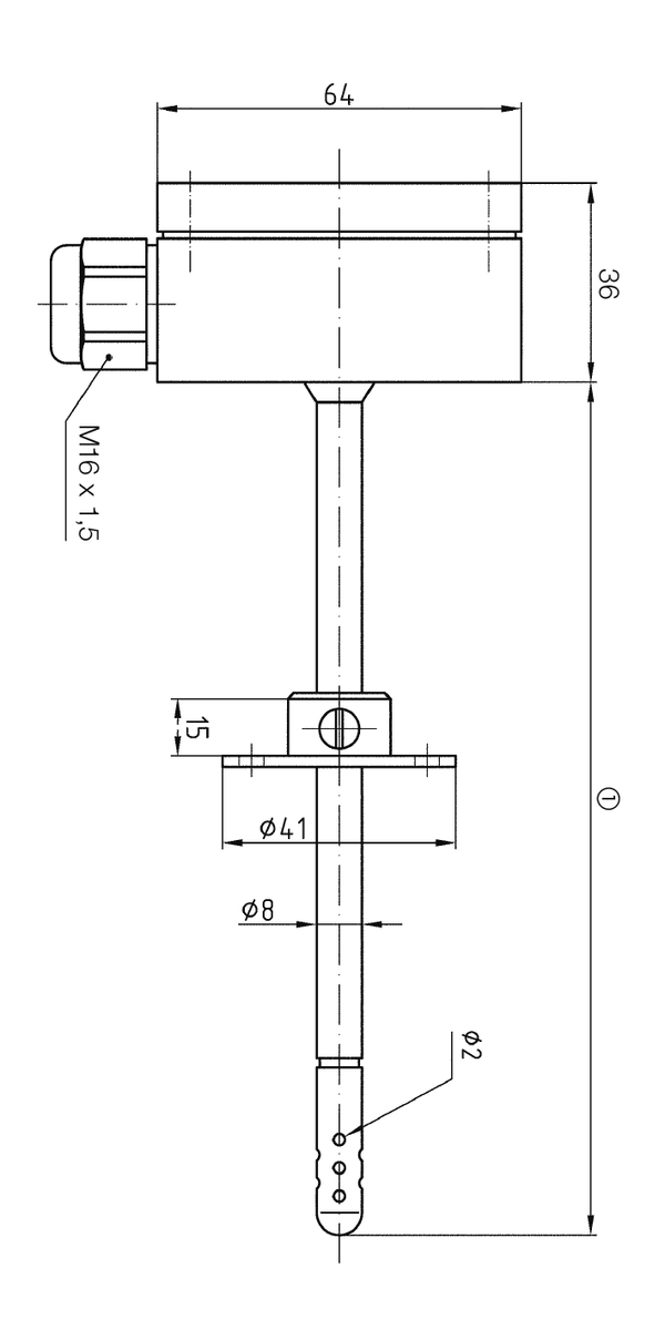 AFRISO Widerstandsthermometer WTh 22 0/130C 100mm Flansch d: 40mm BEF 77240 77250 77260
