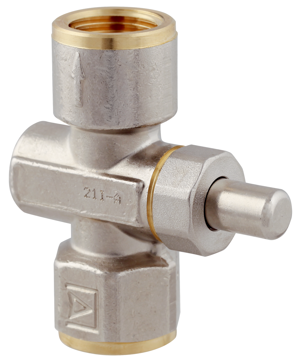 AFRISO Manometer-Druckknopfhahn 1/2-14NPT Muffe x Muffe, MOP5, Messing vernickelt VOR 97230