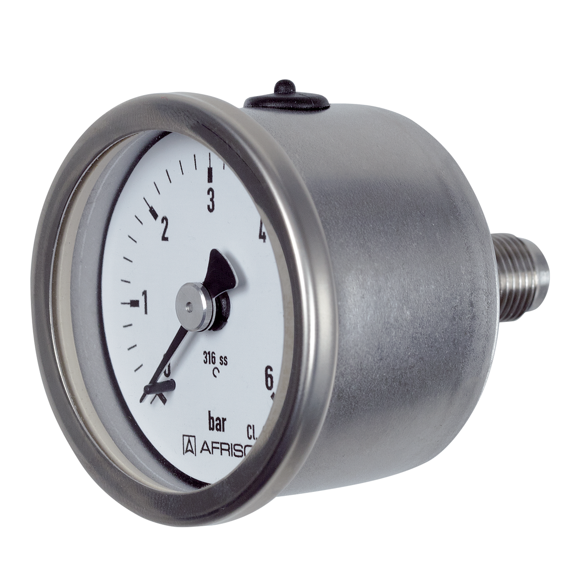 AFRISO Rohrfeder-Chemiemanometer RF40Ch 0/6bar G1/8B axial Kl.2,5 D912 SAR 25380