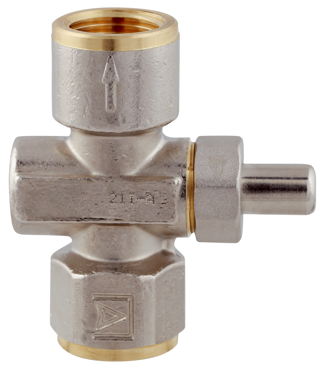 AFRISO Manometer-Druckknopfhahn 1/2-14NPT Muffe x Muffe, MOP5, Messing vernickelt SAL 97230