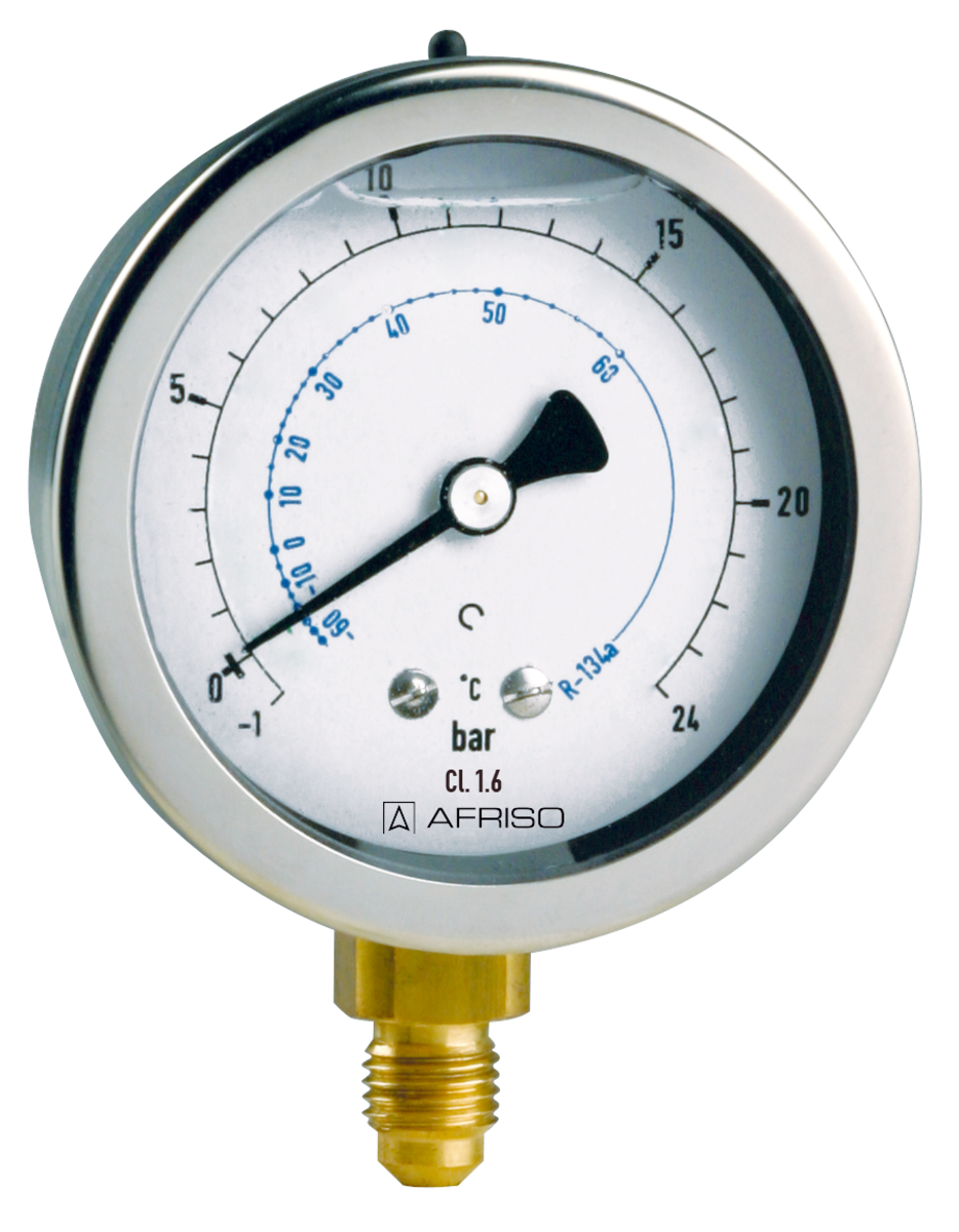 AFRISO Rohrfeder-Manometer RF63KTGly -1/+9bar 7/16-20UNF radial Kl.1,6 D701 für die Kältetechnik, mit Glyzerinfüllung SAL 52440 52450 52460 52470 52480 52510 52520 52530 52540 52550 52580 52590 52600 52610 52620 object_image_64375imagemain_dech