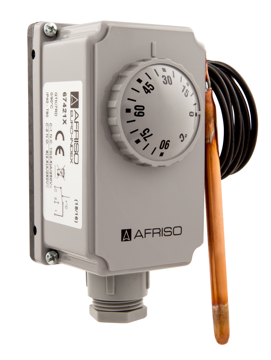 AFRISO Gehäusethermostat mit Kapillare GTK/7RD, 0/90C, Kapillarlänge 1000mm SAR 73370 73380
