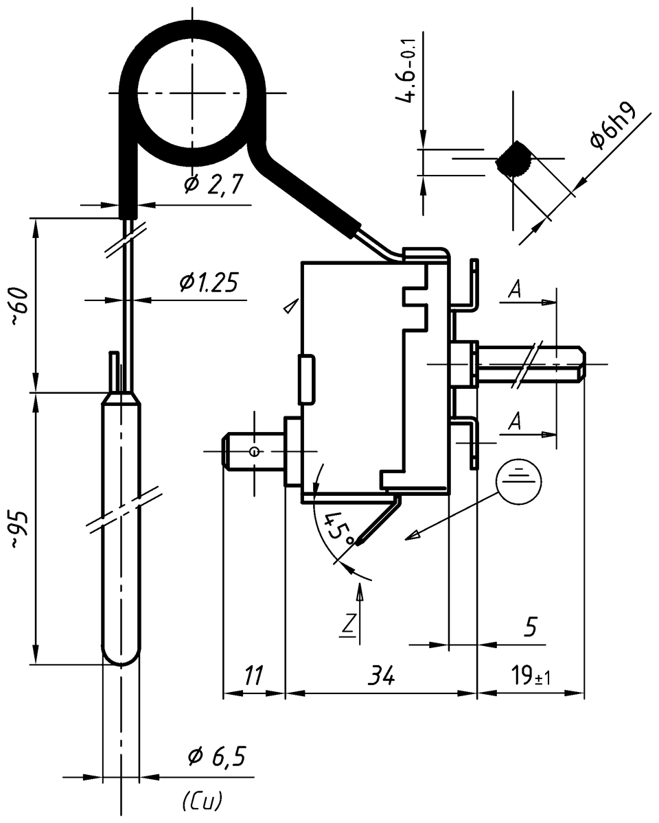 AFRISO Temperatur-Regelthermostat TRT TR2/711 EU 0/90C 1000mm BEF 73410 73420 73430
