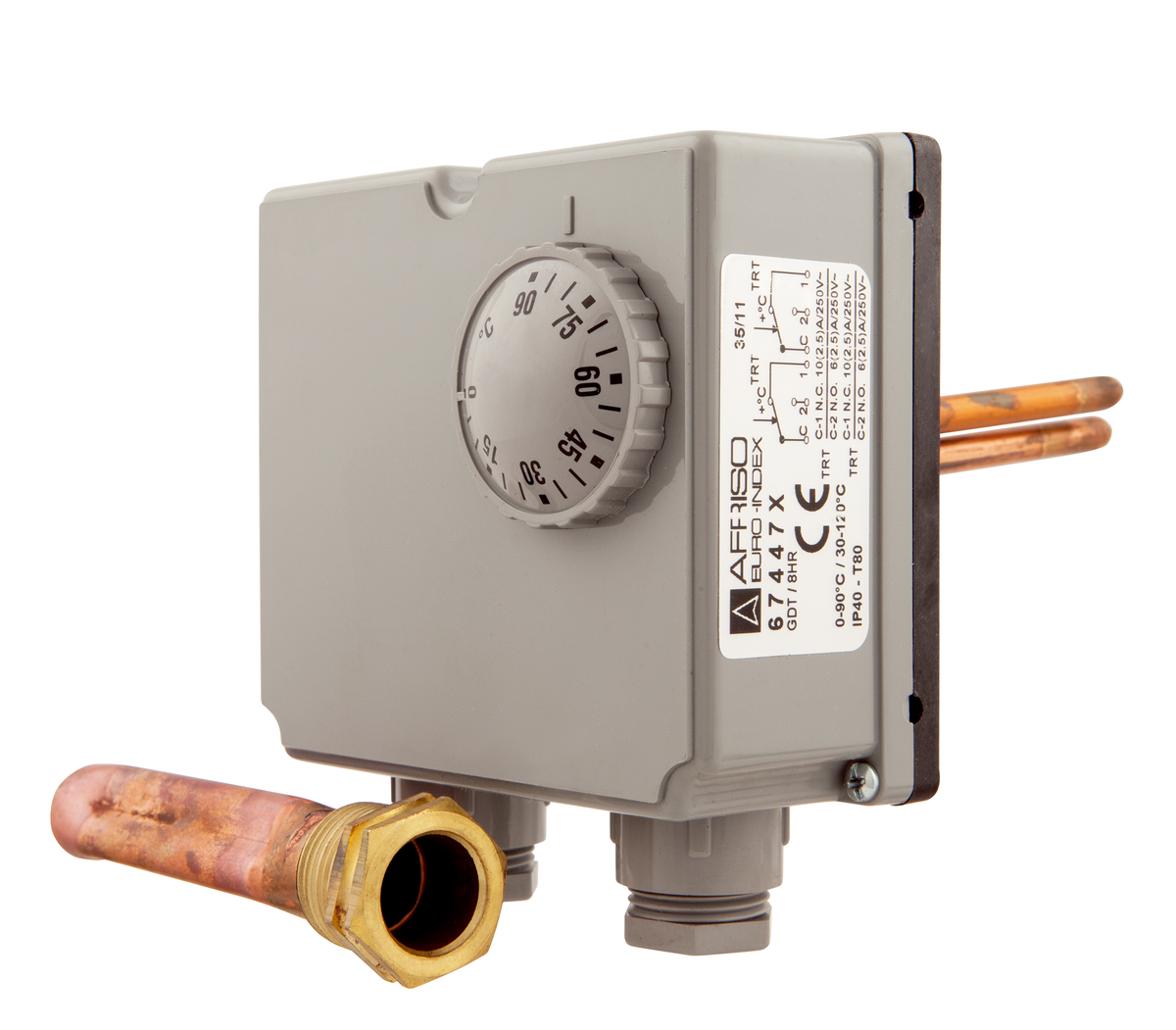 AFRISO Gehäuse-Doppelthermostat GDT/8HR 0/90C - 0/90C, Schaftlänge: 100mm SAR 73140