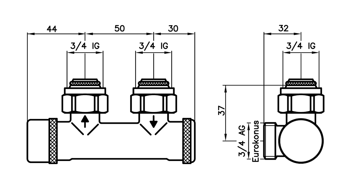 AFRISO Kombiblock 456-DP Eck DN15 G3/4 ÜM BEF 91710
