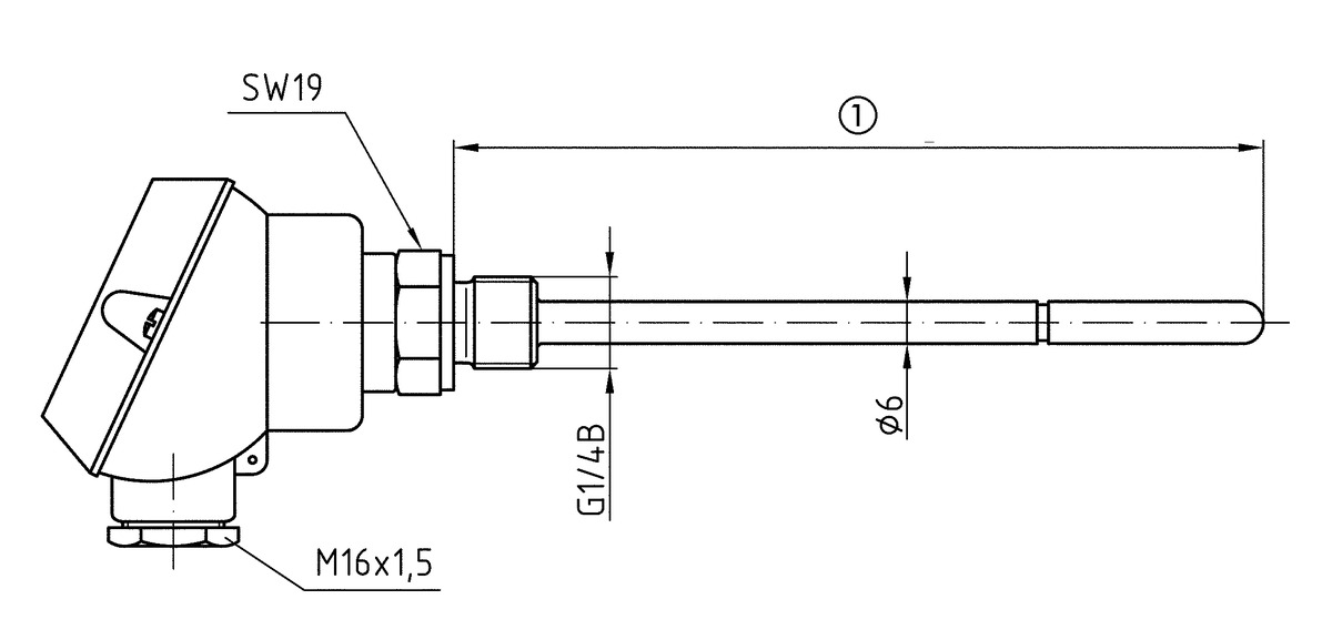 AFRISO Widerstandsthermometer WTh 23 -35/+180C 100mm G1/4B 316Ti BEF 77290 77300 77310 77320