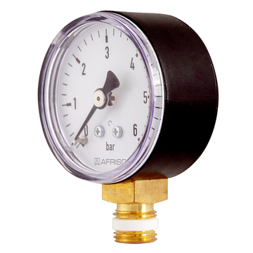 AFRISO Rohrfedermanometer RF 50 0/6bar G1/4B mit PTFE-Dichtring radial Kl.2,5 für Heizung/Sanitär SAR 15760 15770 15780