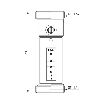 AFRISO Durchflussmesser DFM 20-2M G1 1/4 AG x G1 1/4 AG, 5-42 Liter/min BEF 70250 70260
