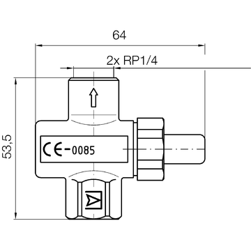 AFRISO Manometer-Druckknopfhahn Rp1/4 Muffe x Muffe, MOP5, Messing vernickelt BEF 97200