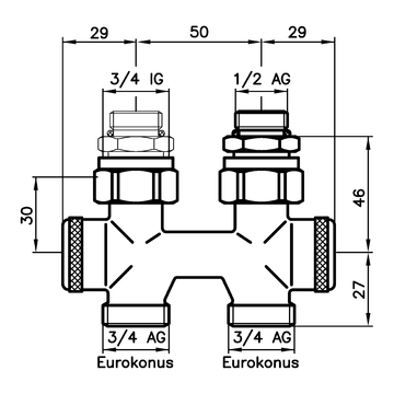AFRISO Kombiblock VarioQ-Kombi S Durchgang DN15 G1/2 AG BEF 91570 91600