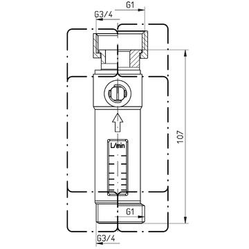 AFRISO Durchflussmesser DFM 15-2M G3/4 AG x G3/4 ÜM, 1-6 Liter/min BEF 70110 70120 70130 70140 70160 70170 70180 70190