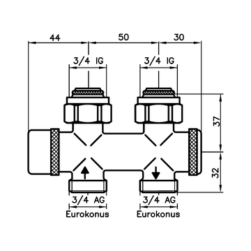 AFRISO Kombiblock 456-DP Durchgang DN15 G3/4 ÜM BEF 91700