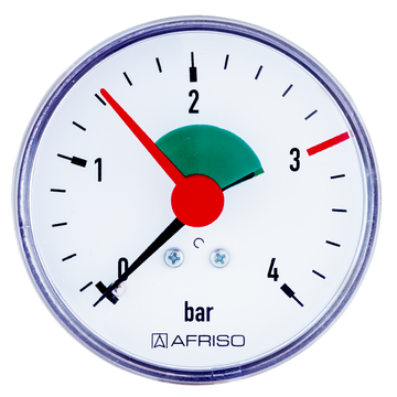 AFRISO Heizungsmanometer HZ 63 0/4bar G3/8B mit PTFE-Dichtring axial Kl.2,5 VOR 15430