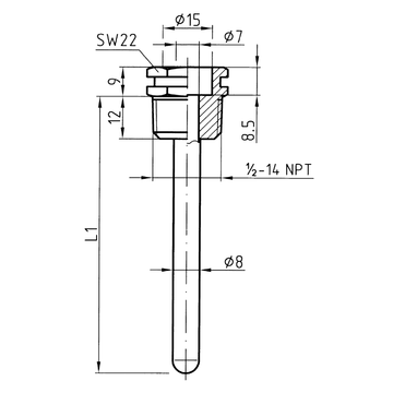 AFRISO Tauchhülse 1/2 7x8mm L: 50mm BEF 97750 97760 97770 97780 97790 97810 97820 97830 97840