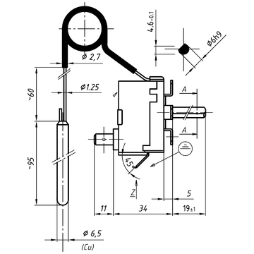AFRISO Temperatur-Regelthermostat TRT TR2/711 EU 0/90C 1000mm BEF 73410 73420 73430