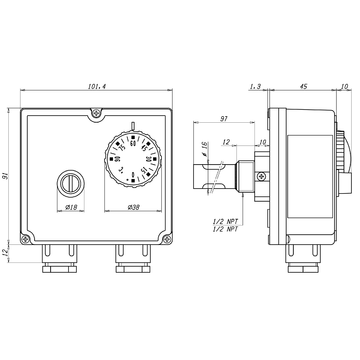 AFRISO Gehäuse-Doppelthermostat GDT/8RS 0/90C (100C), Schaftlänge: 100mm BEF 73160