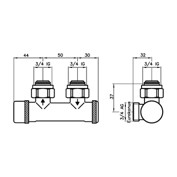 AFRISO Kombiblock 456-DP Eck DN15 G3/4 ÜM BEF 91710