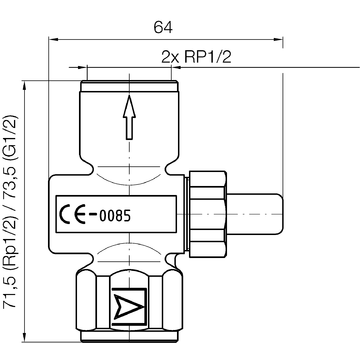 AFRISO Manometer-Druckknopfhahn Rp1/2 Muffe x Muffe, MOP5, Messing vernickelt BEF 97210