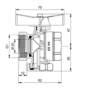 AFRISO Kugelhahn G1 IG mit Filter/Magnet, vernickelt BEF 97330
