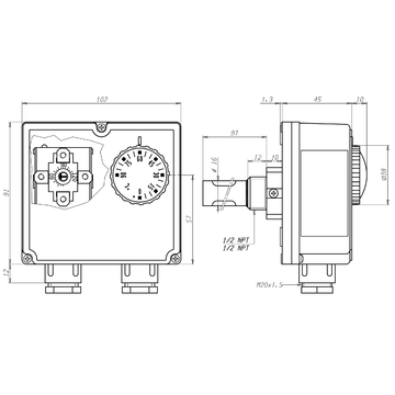 AFRISO Gehäuse-Doppelthermostat GDT/8HR 0/90C - 0/90C, Schaftlänge: 100mm BEF 73140